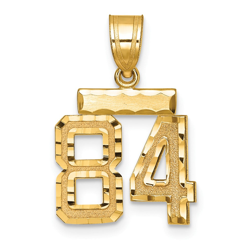 14k Yellow Gold Small Brushed Diamond-cut Number 84 Charm