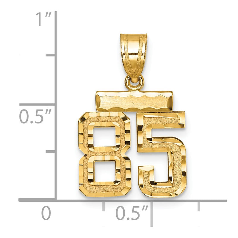14k Yellow Gold Small Brushed Diamond-cut Number 85 Charm