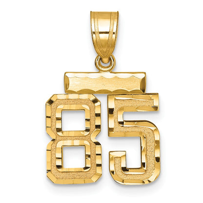 14k Yellow Gold Small Brushed Diamond-cut Number 85 Charm