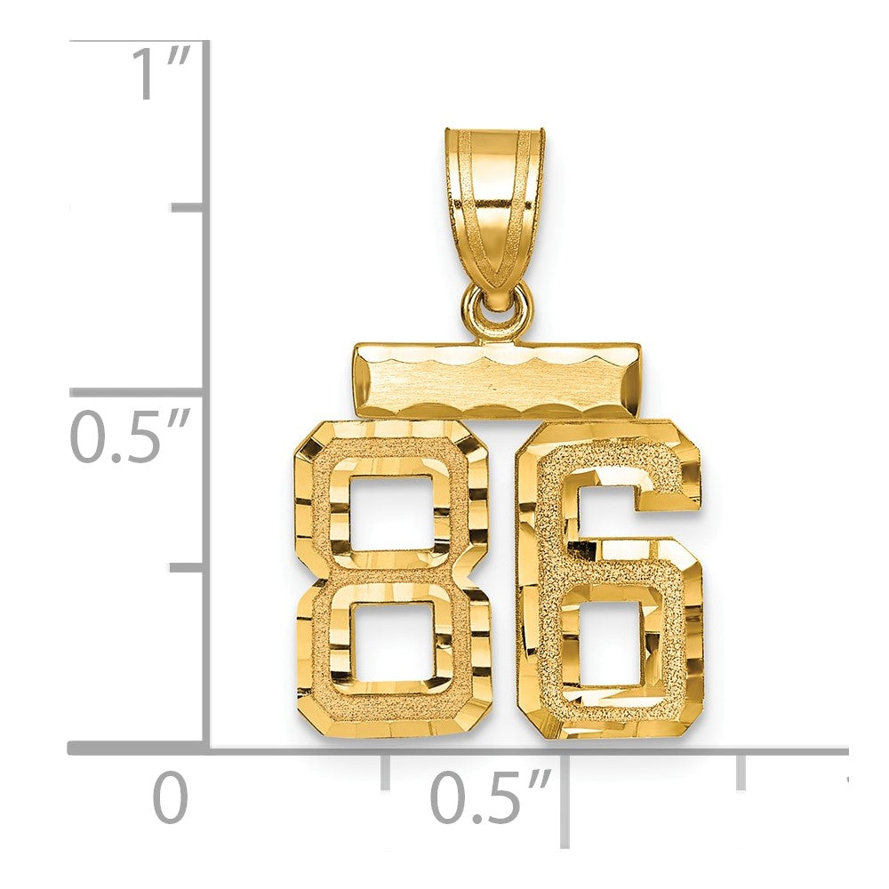 14k Yellow Gold Small Brushed Diamond-cut Number 86 Charm