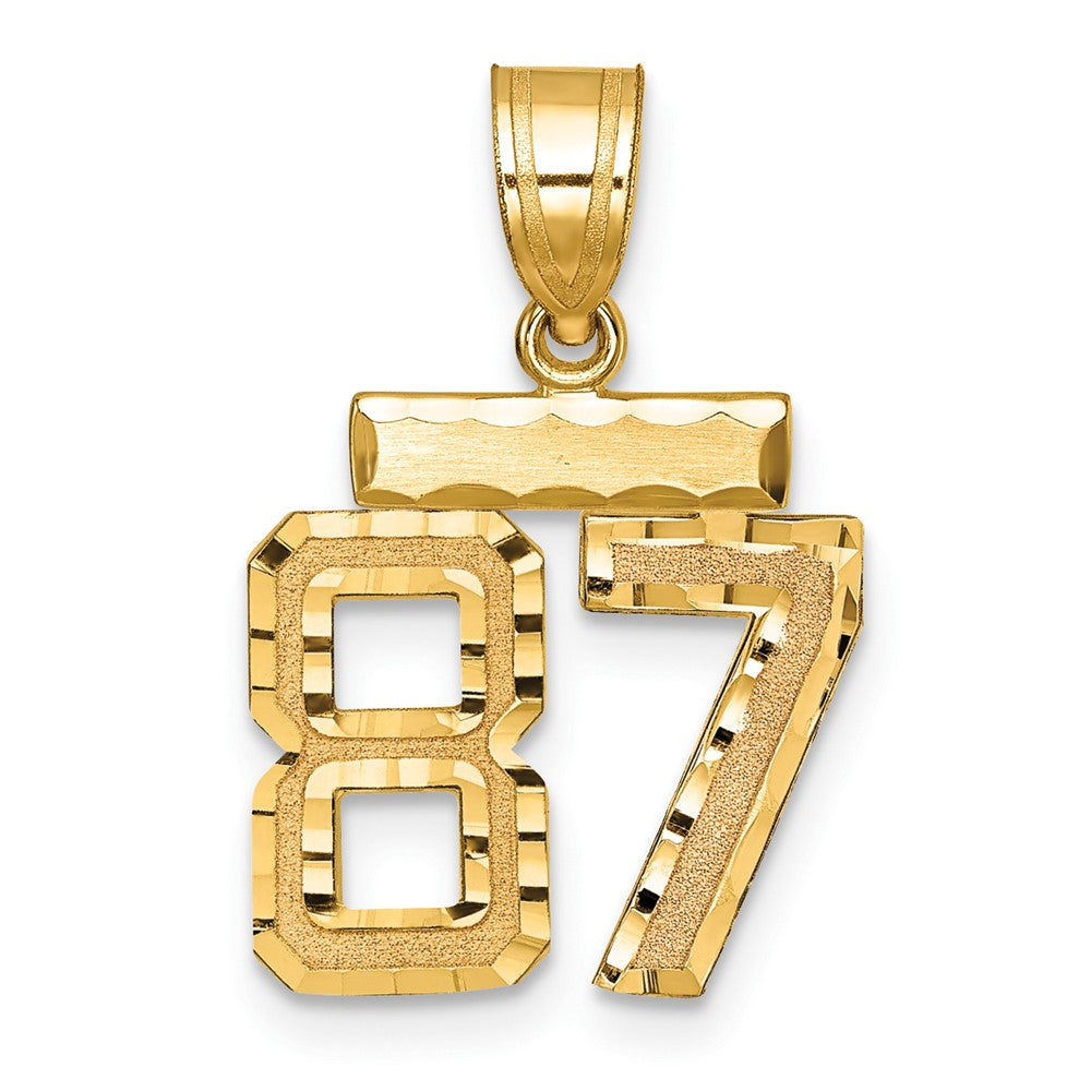 10K Yellow Gold Small Brushed Diamond-Cut Number 87 Charm