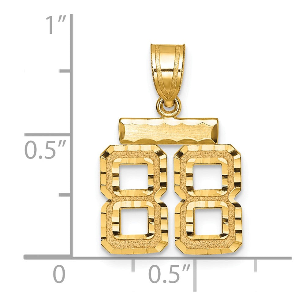 14k Yellow Gold Small Brushed Diamond-cut Number 88 Charm