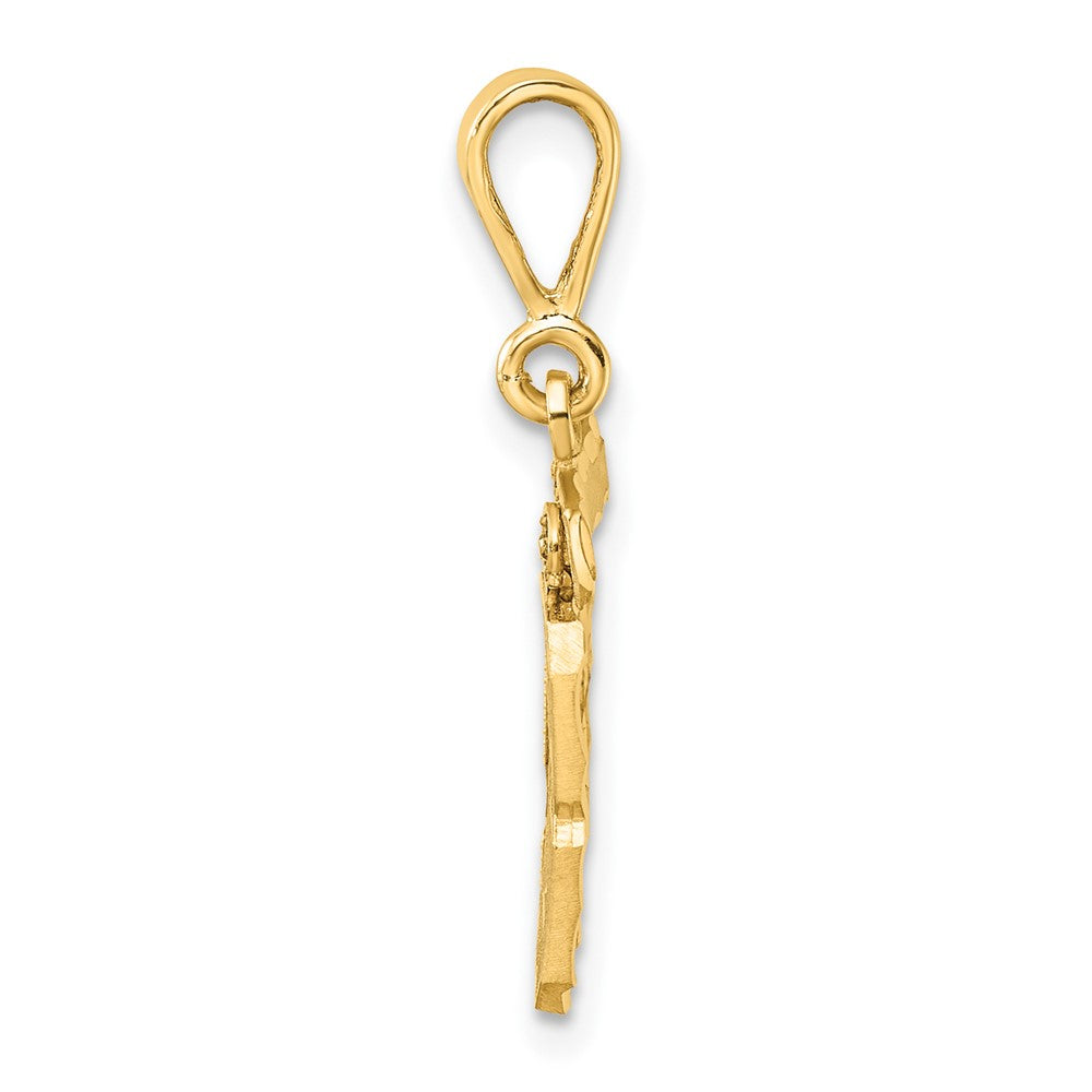 14k Yellow Gold Small Brushed Diamond-cut Number 89 Charm