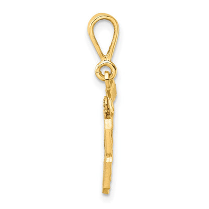 14k Yellow Gold Small Brushed Diamond-cut Number 89 Charm