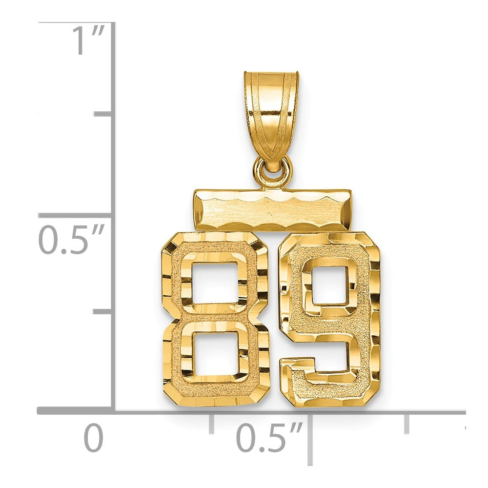 14k Yellow Gold Small Brushed Diamond-cut Number 89 Charm