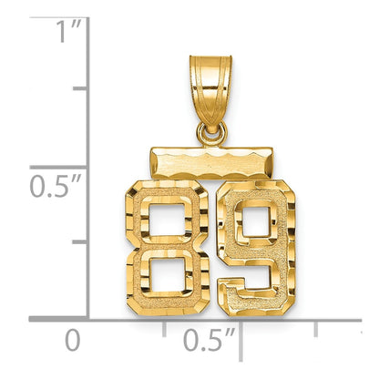 14k Yellow Gold Small Brushed Diamond-cut Number 89 Charm