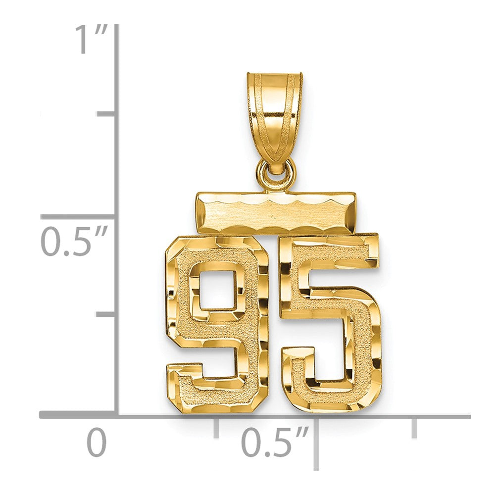 14k Yellow Gold Small Brushed Diamond-cut Number 95 Charm