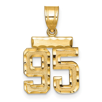 14k Yellow Gold Small Brushed Diamond-cut Number 95 Charm