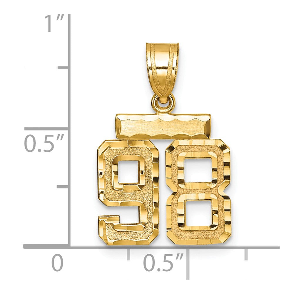 14k Yellow Gold Small Brushed Diamond-cut Number 98 Charm