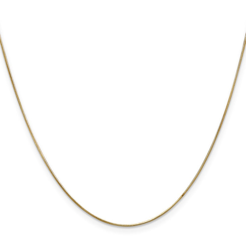 14K Yellow Gold .65mm Round Snake With Lobster Clasp Chain Necklace