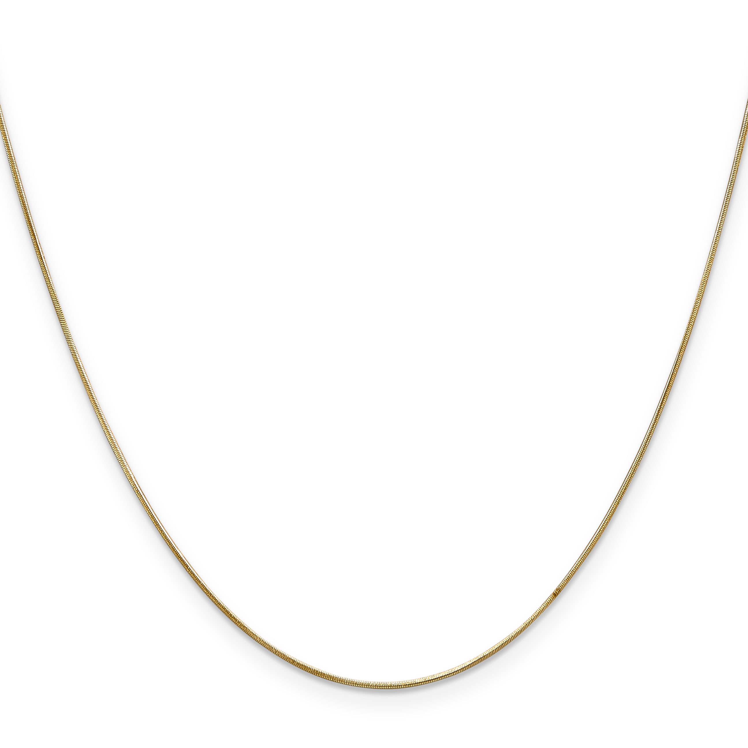 14K Yellow Gold 18 Inch .65mm Round Snake With Lobster Clasp Chain