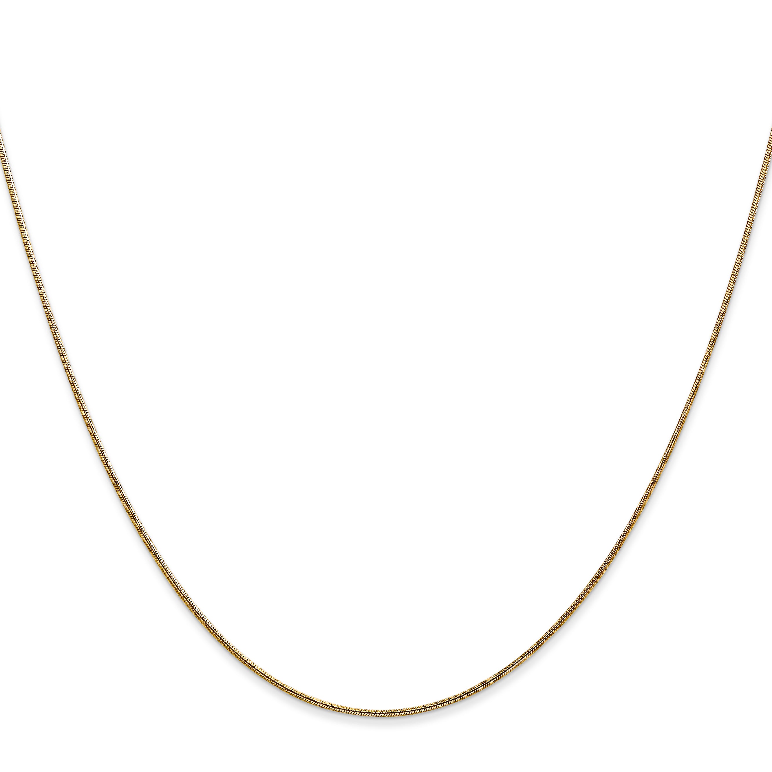 14K Yellow Gold 22 Inch .8mm Round Snake With Lobster Clasp Chain