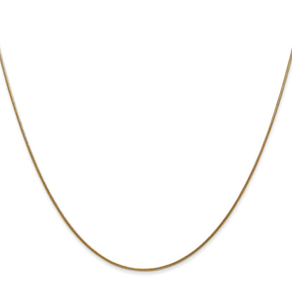 14K Yellow Gold 22 Inch .8mm Round Snake With Lobster Clasp Chain
