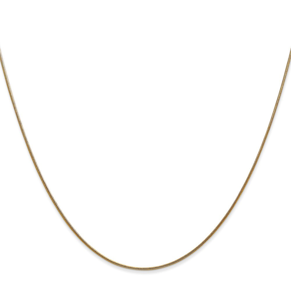 14K Yellow Gold .8mm Round Snake With Lobster Clasp Chain Necklace