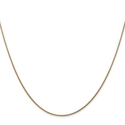 14K Yellow Gold .8mm Round Snake With Lobster Clasp Chain Necklace