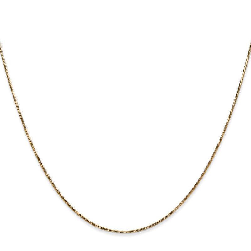 14K Yellow Gold 14 Inch .8mm Round Snake With Lobster Clasp Chain Necklace