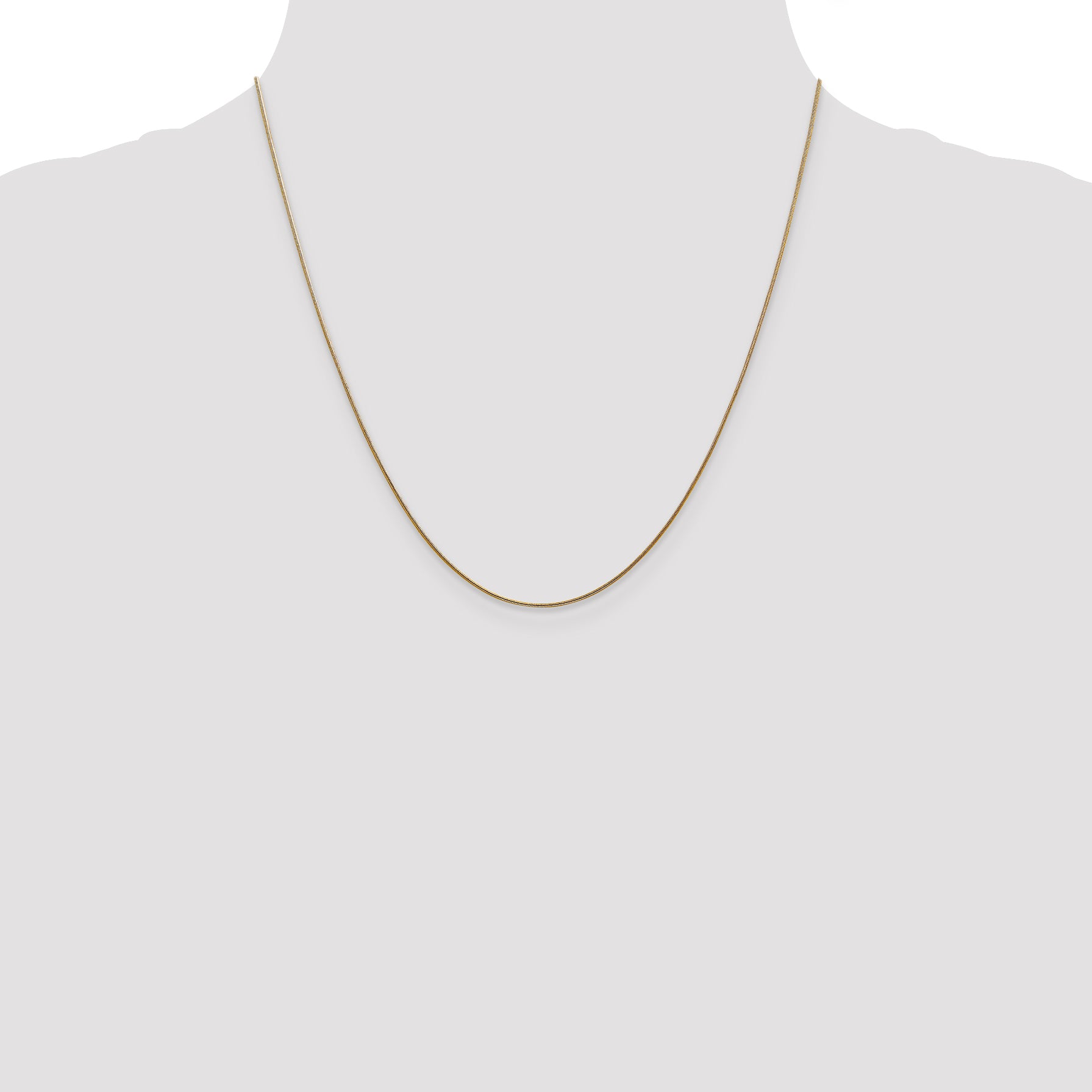 14K Yellow Gold 20 Inch .8mm Round Snake With Lobster Clasp Chain