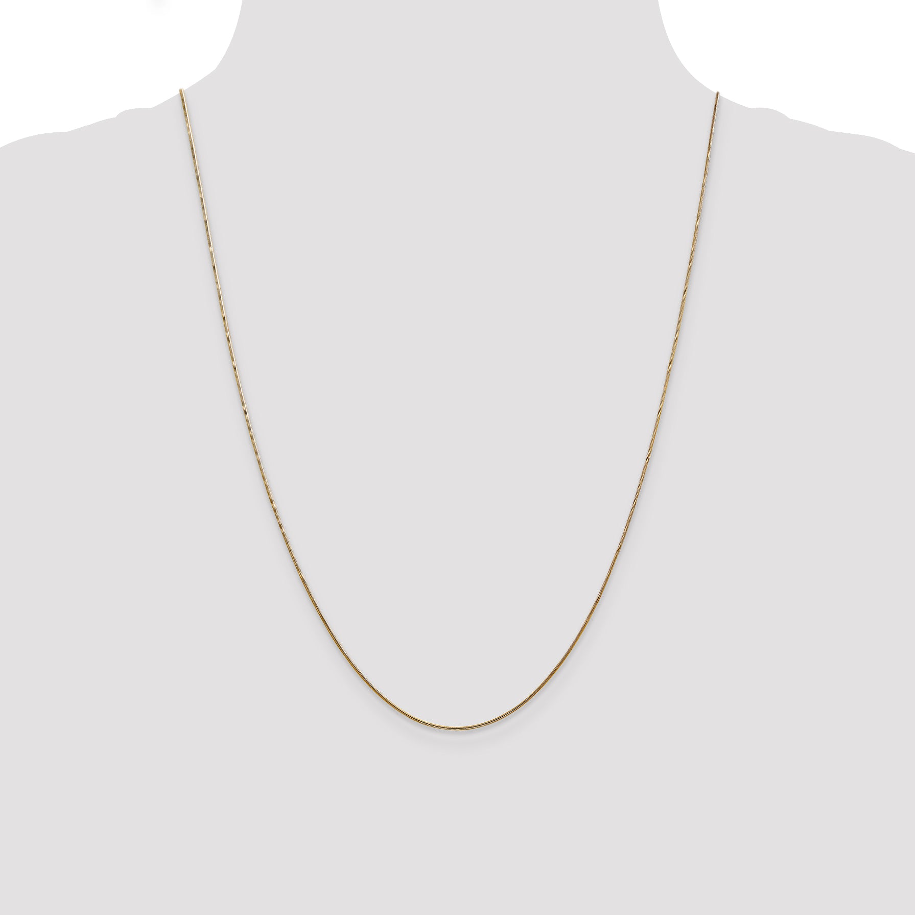14K Yellow Gold 24 Inch .8mm Round Snake With Lobster Clasp Chain