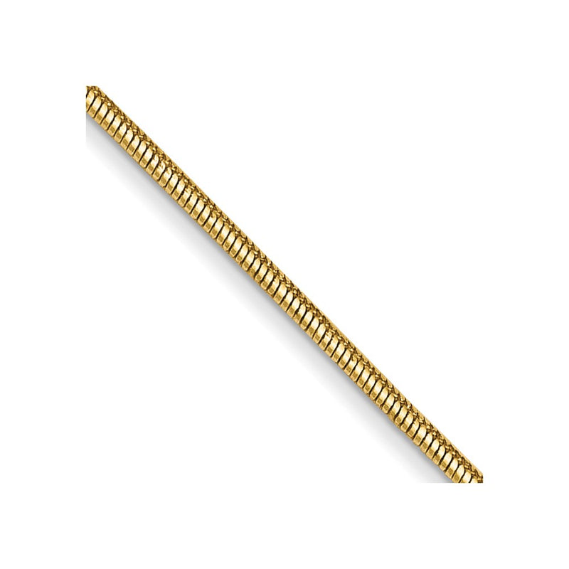 14K Yellow Gold 14 Inch .8mm Round Snake With Lobster Clasp Chain Necklace