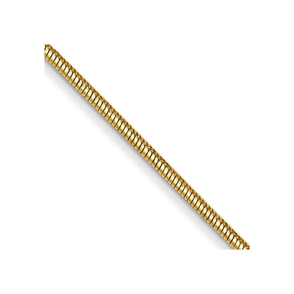 14K Yellow Gold .8mm Round Snake With Lobster Clasp Chain Necklace