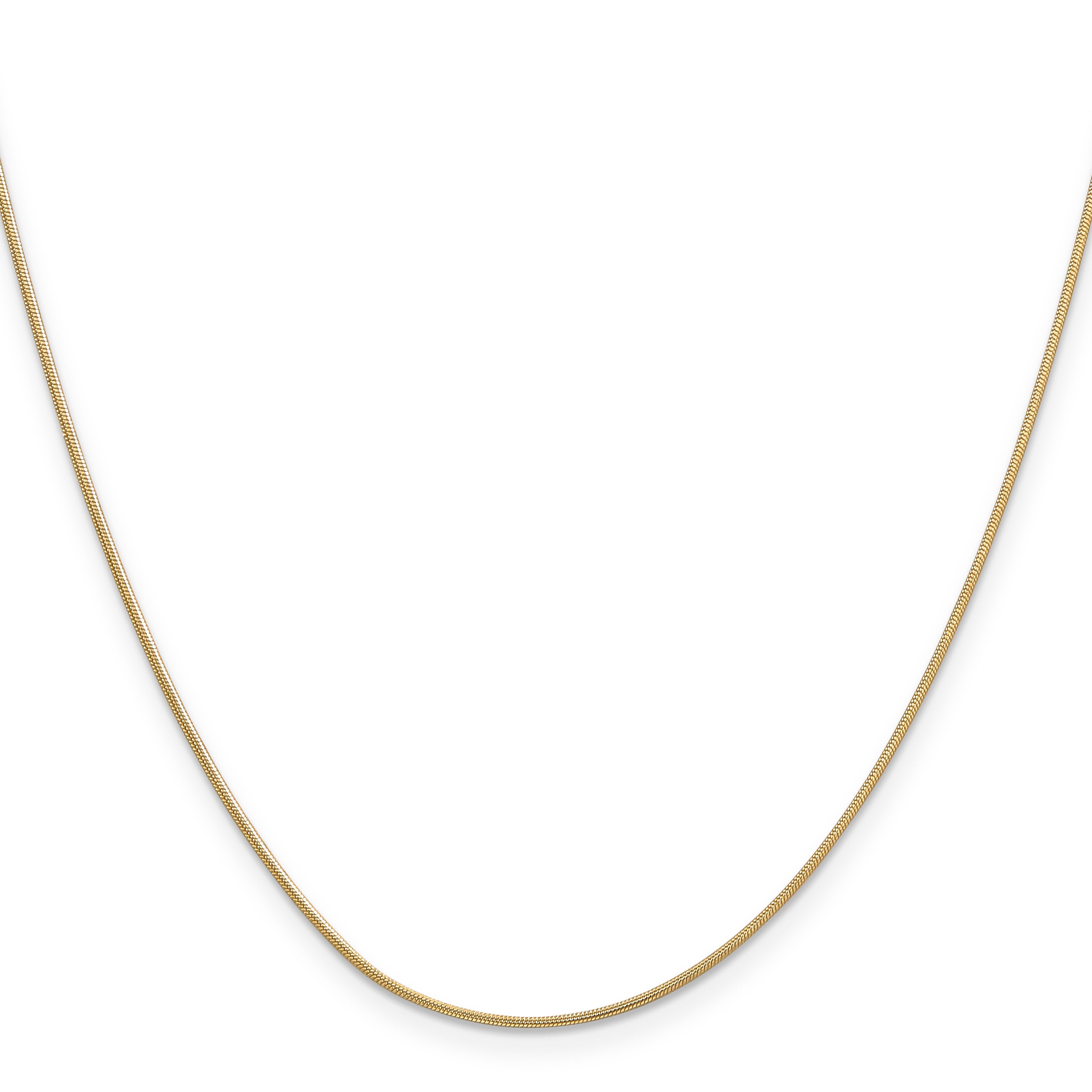 14K Yellow Gold 22 Inch .9mm Round Snake With Lobster Clasp Chain