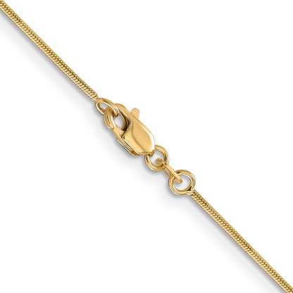14K Yellow Gold 30 Inch .9mm Round Snake With Lobster Clasp Chain