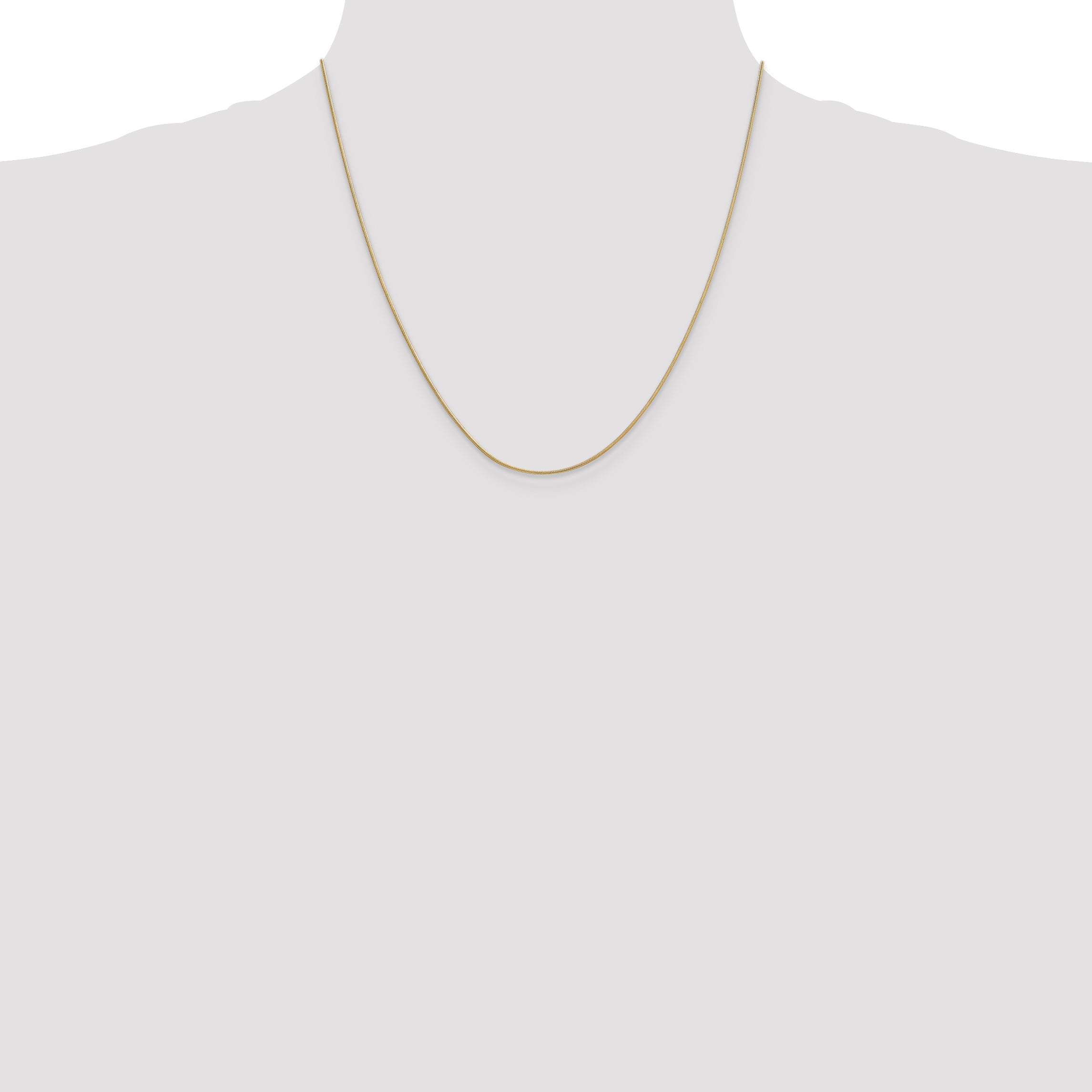 14K Yellow Gold 20 Inch .9mm Round Snake With Lobster Clasp Chain