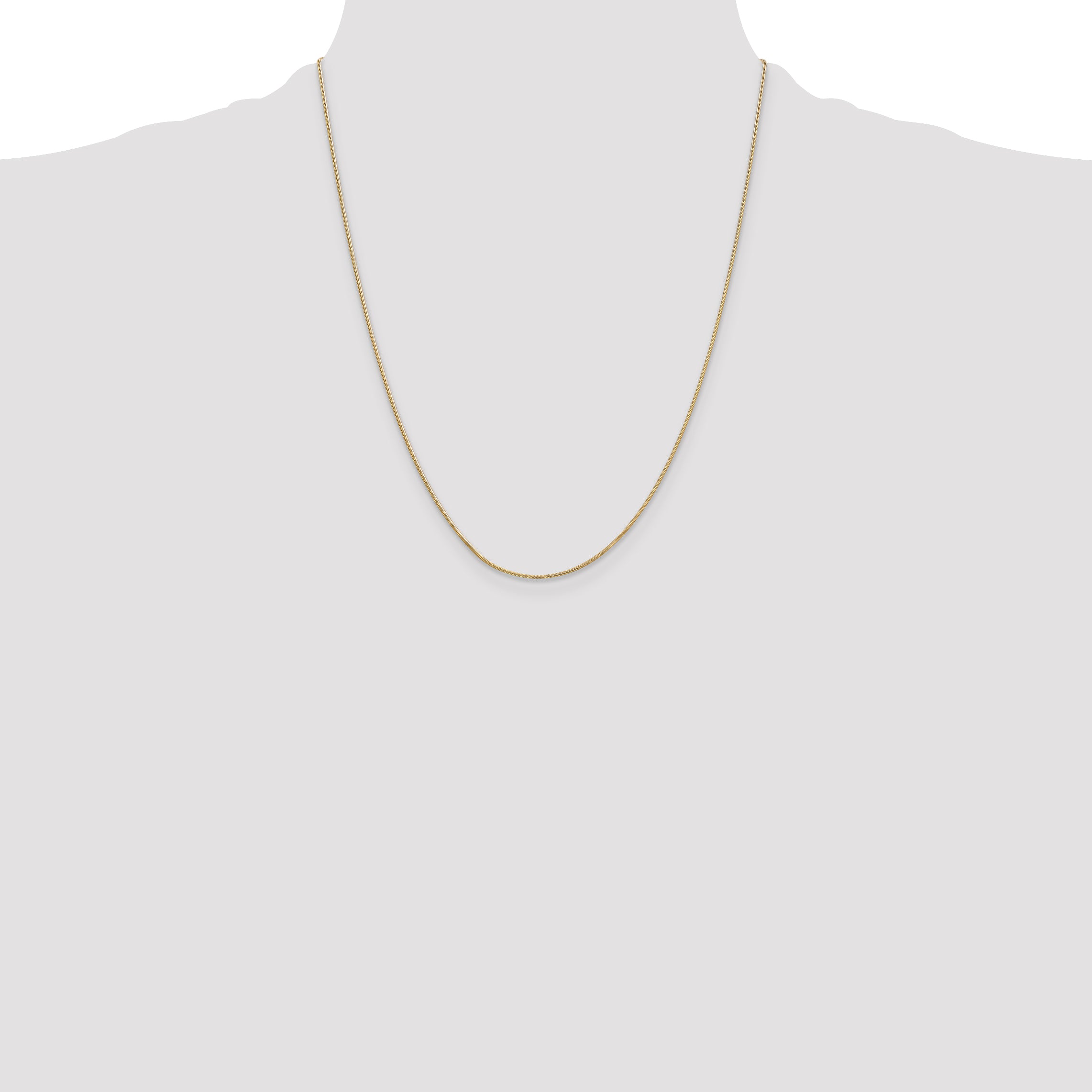 14K Yellow Gold 22 Inch .9mm Round Snake With Lobster Clasp Chain
