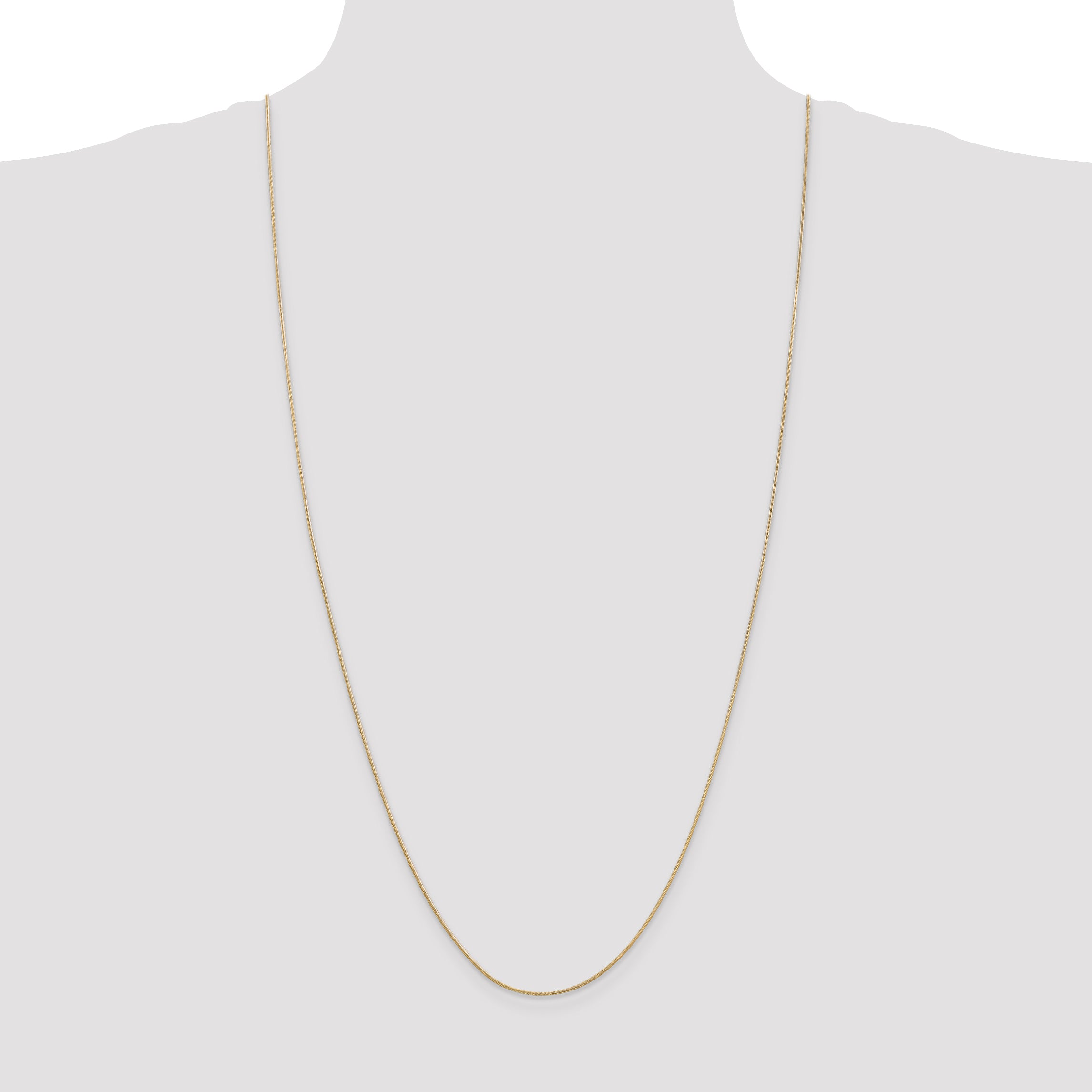 14K Yellow Gold 30 Inch .9mm Round Snake With Lobster Clasp Chain