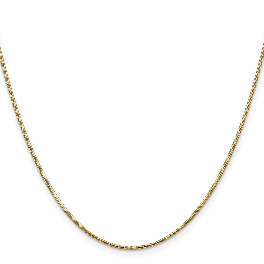 14K Yellow Gold 30 Inch 1.1mm Round Snake With Lobster Clasp Chain Necklace