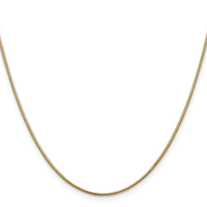 14K Yellow Gold 30 Inch 1.1mm Round Snake With Lobster Clasp Chain Necklace