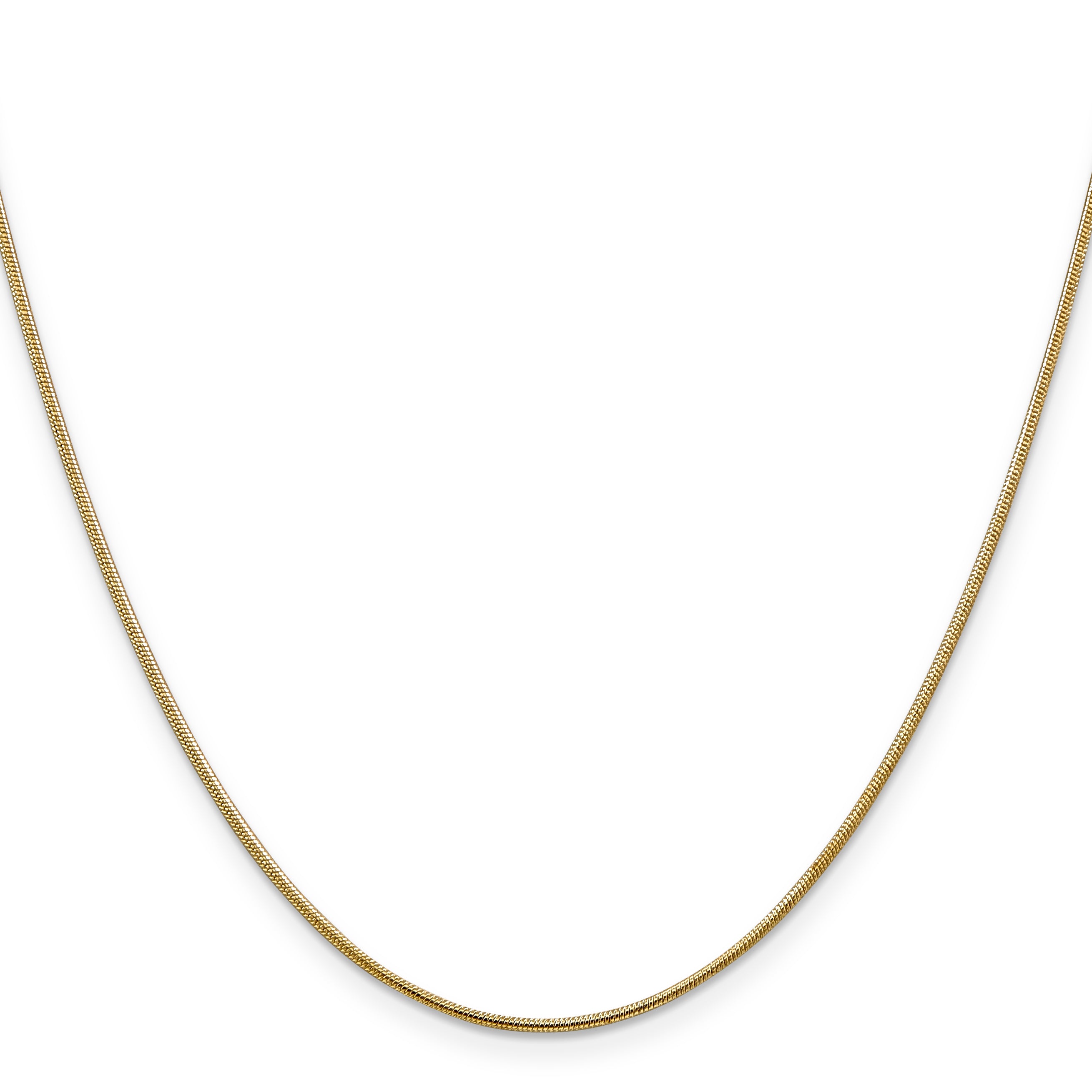 14K Yellow Gold 22 Inch 1.1mm Round Snake With Lobster Clasp Chain