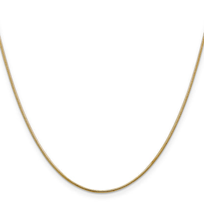 14K Yellow Gold 22 Inch 1.1mm Round Snake With Lobster Clasp Chain