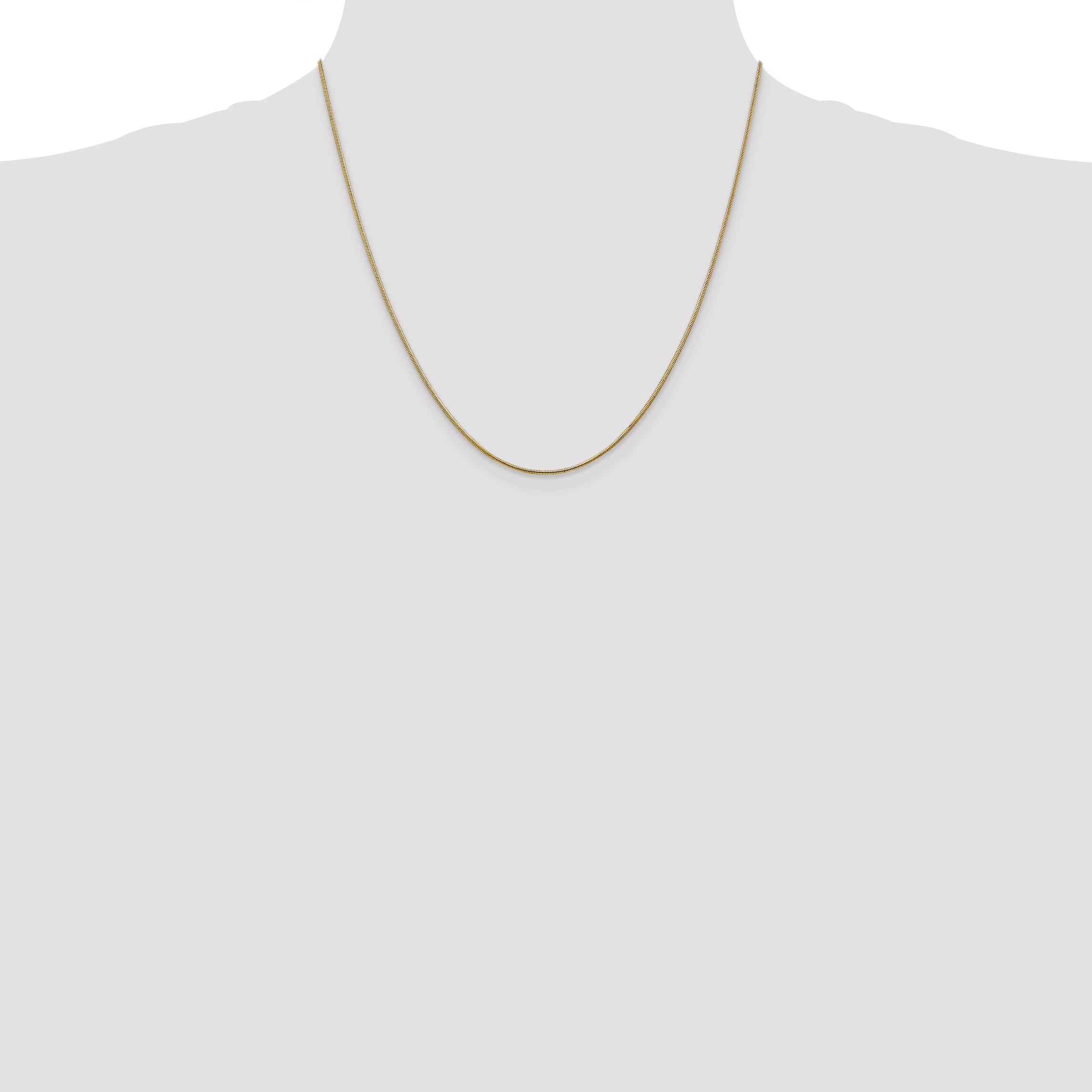 14K Yellow Gold 20 Inch 1.1mm Round Snake With Lobster Clasp Chain