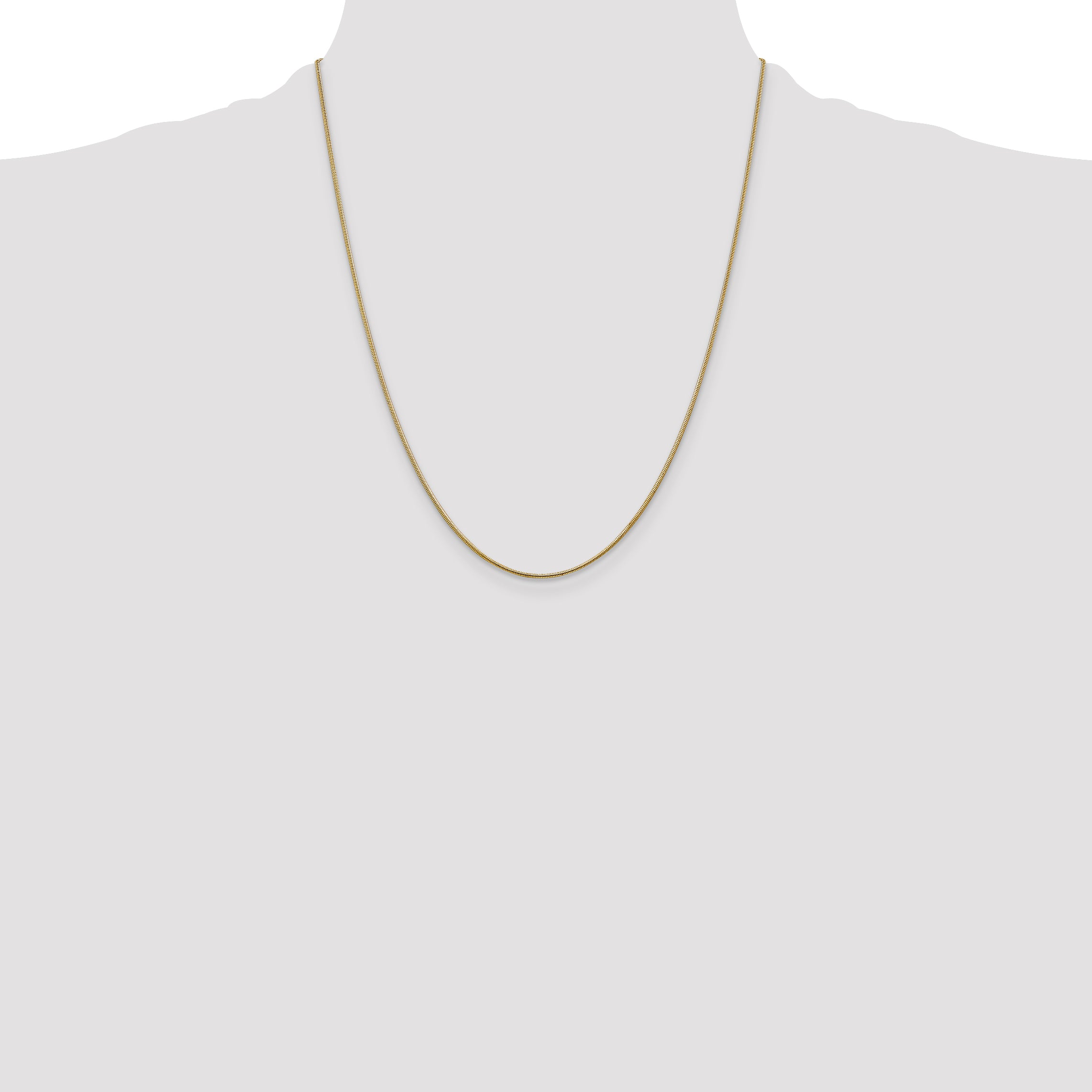 14K Yellow Gold 22 Inch 1.1mm Round Snake With Lobster Clasp Chain