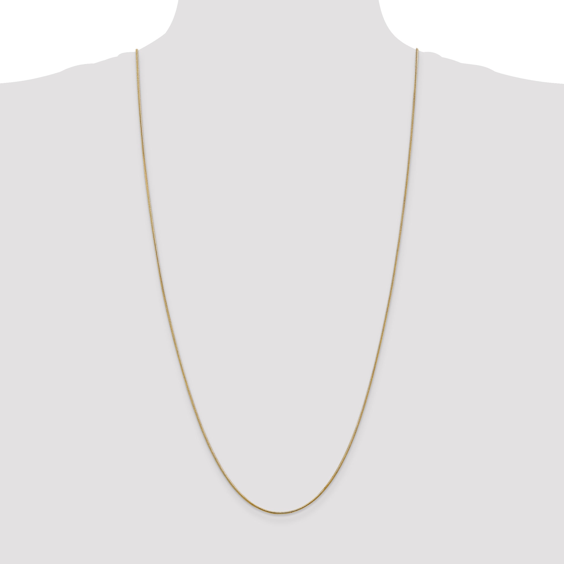 14K Yellow Gold 30 Inch 1.1mm Round Snake With Lobster Clasp Chain