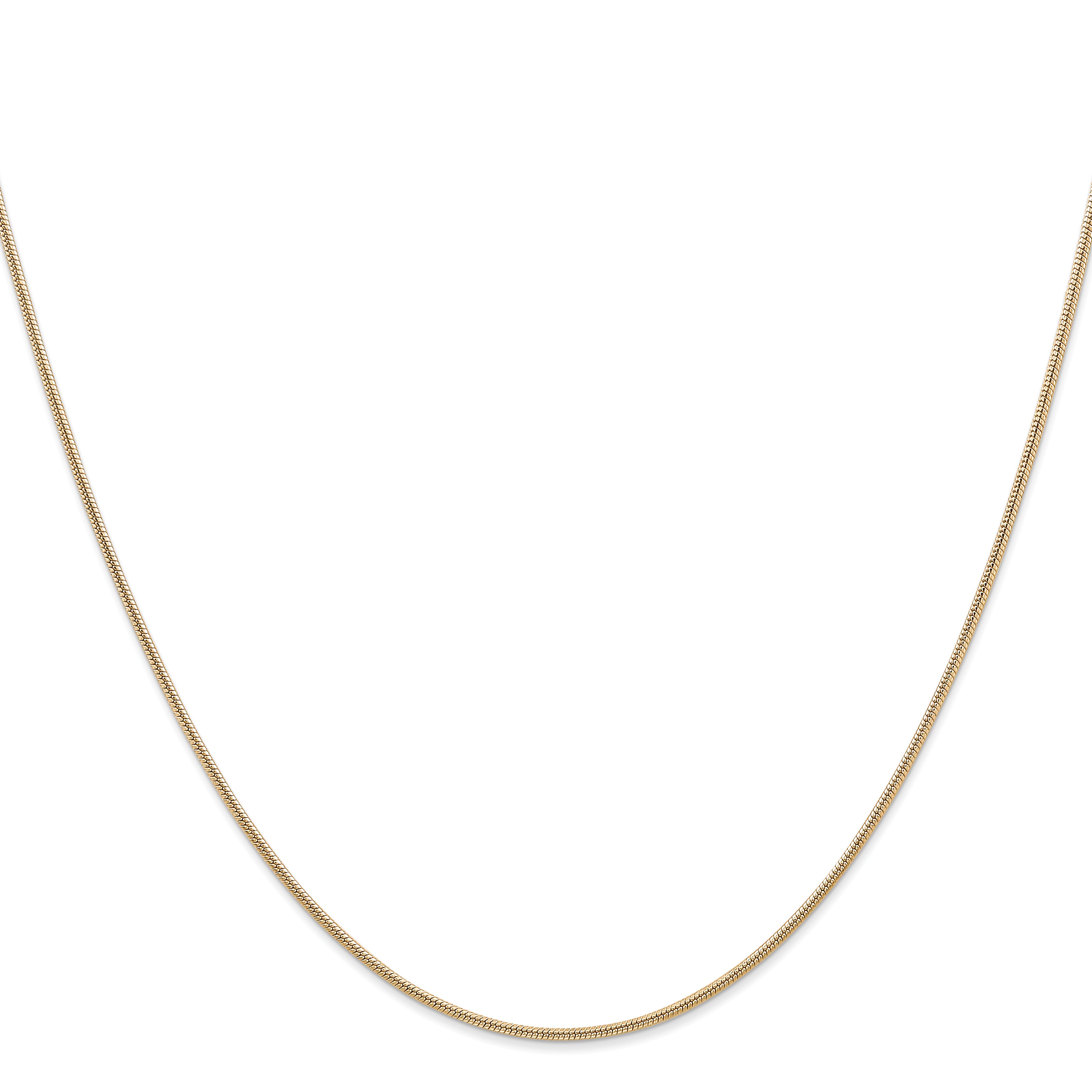 14K Yellow Gold 22 Inch 1.4mm Round Snake Lobster Clasp Chain