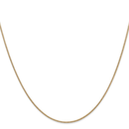 14K Yellow Gold 22 Inch 1.4mm Round Snake Lobster Clasp Chain Necklace