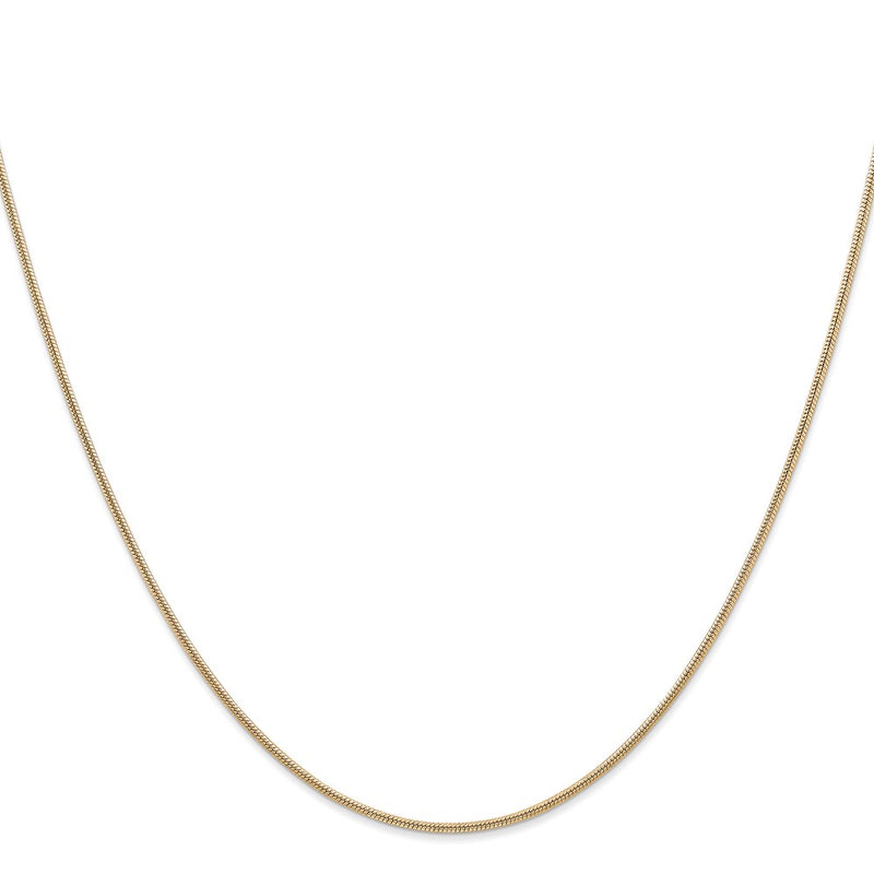 14K Yellow Gold 1.4mm Round Snake Lobster Clasp Chain Necklace