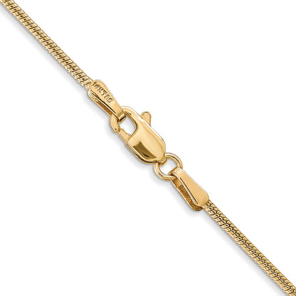 14K Yellow Gold 22 Inch 1.4mm Round Snake Lobster Clasp Chain