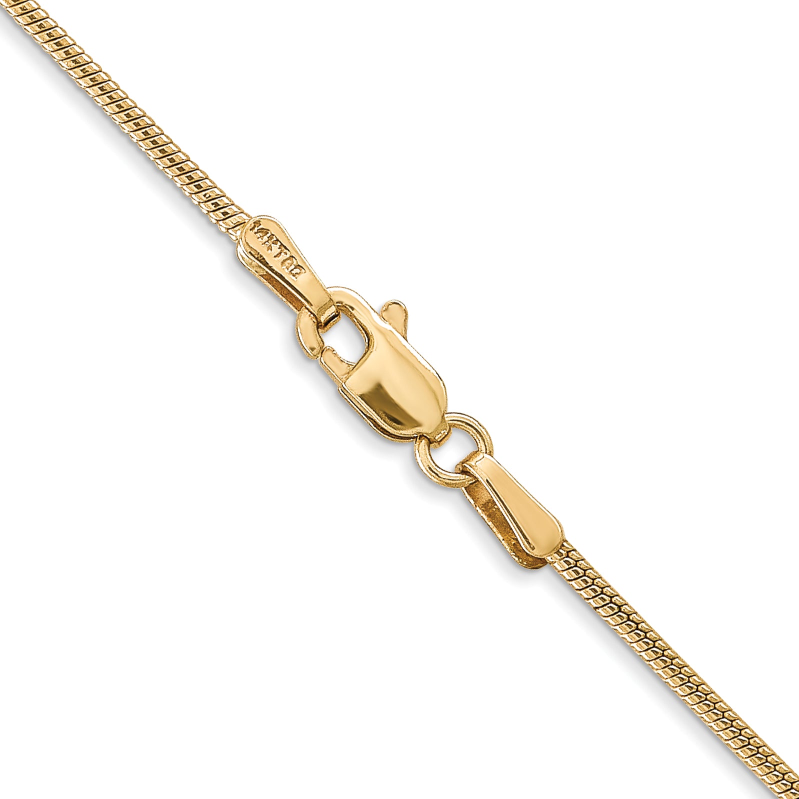 14K Yellow Gold 30 Inch 1.4mm Round Snake Lobster Clasp Chain