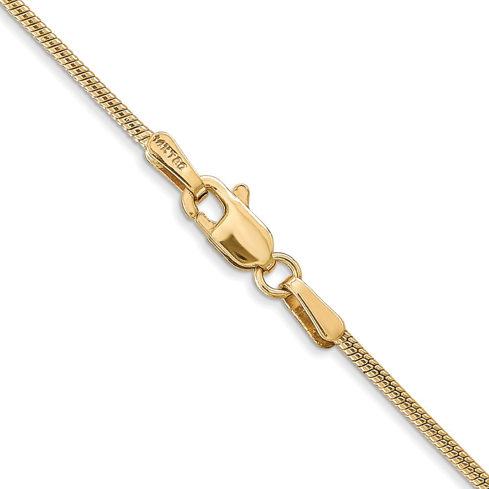 14K Yellow Gold 22 Inch 1.4mm Round Snake Lobster Clasp Chain Necklace