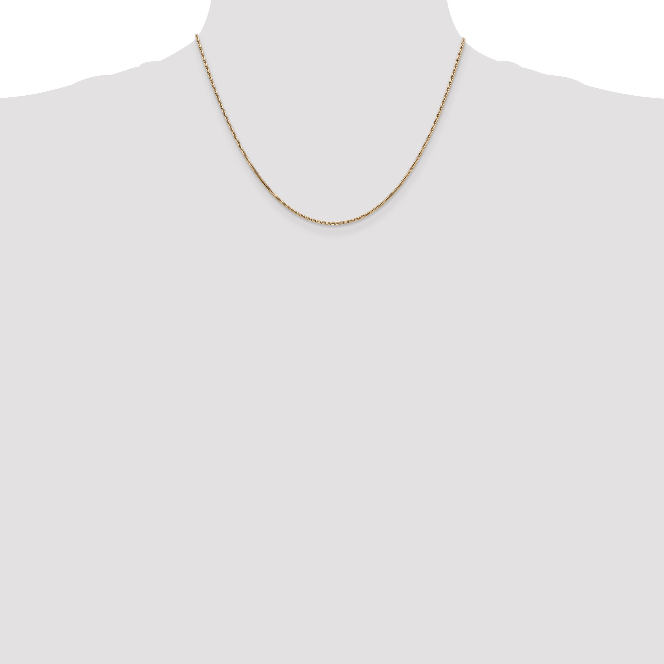 14K Yellow Gold 18 Inch 1.4mm Round Snake Lobster Clasp Chain