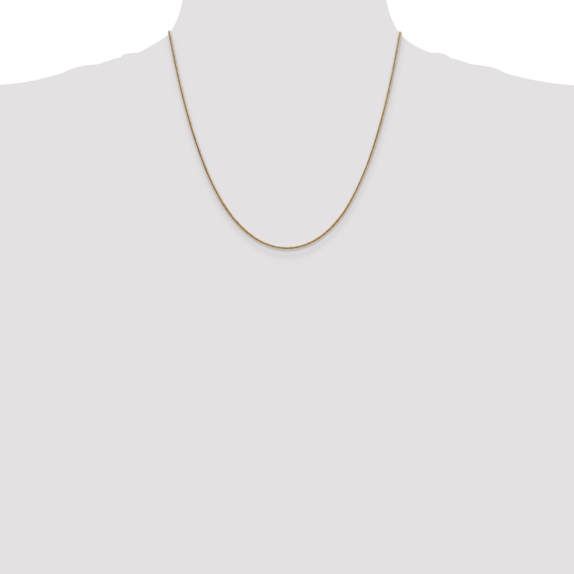14K Yellow Gold 20 Inch 1.4mm Round Snake Lobster Clasp Chain
