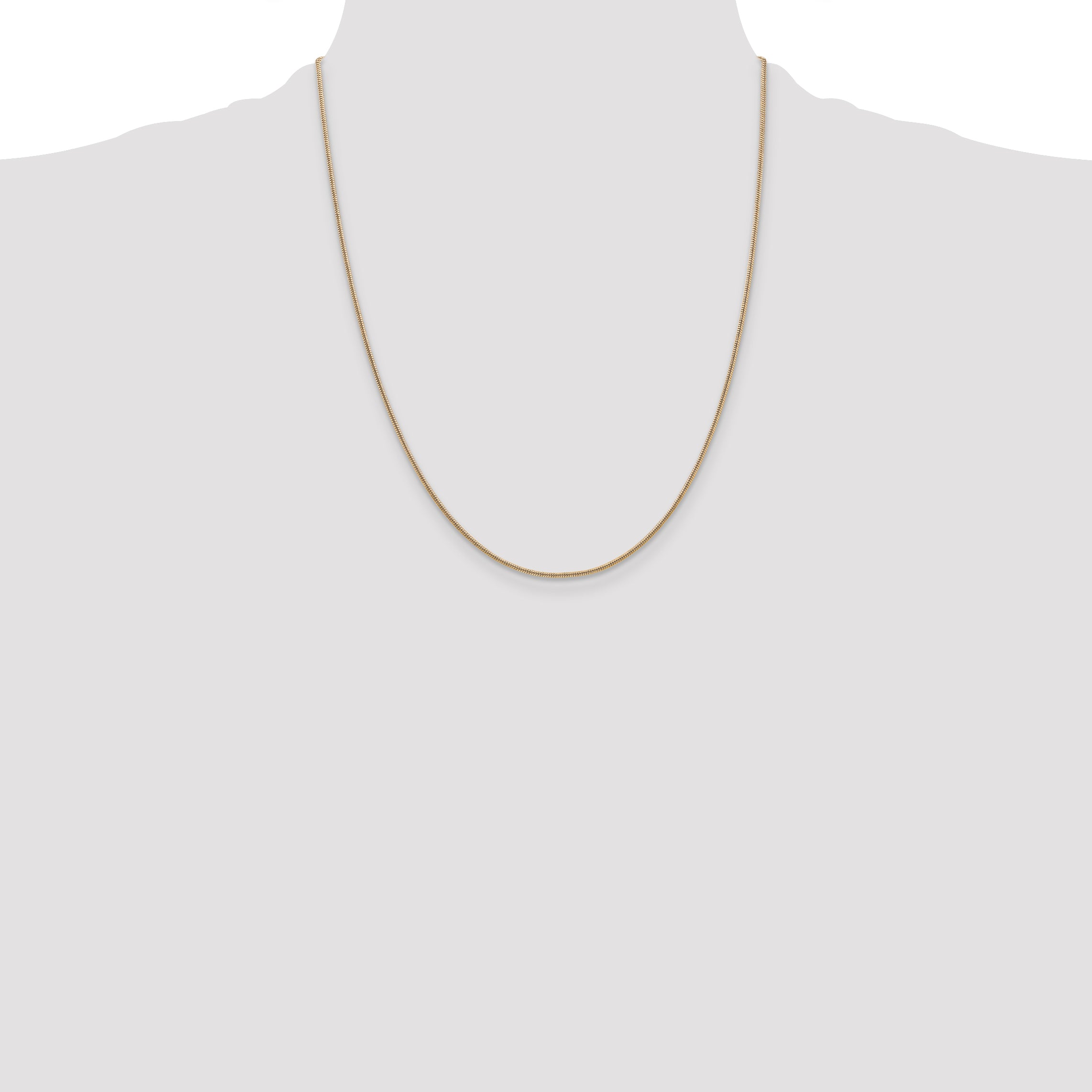 14K Yellow Gold 22 Inch 1.4mm Round Snake Lobster Clasp Chain