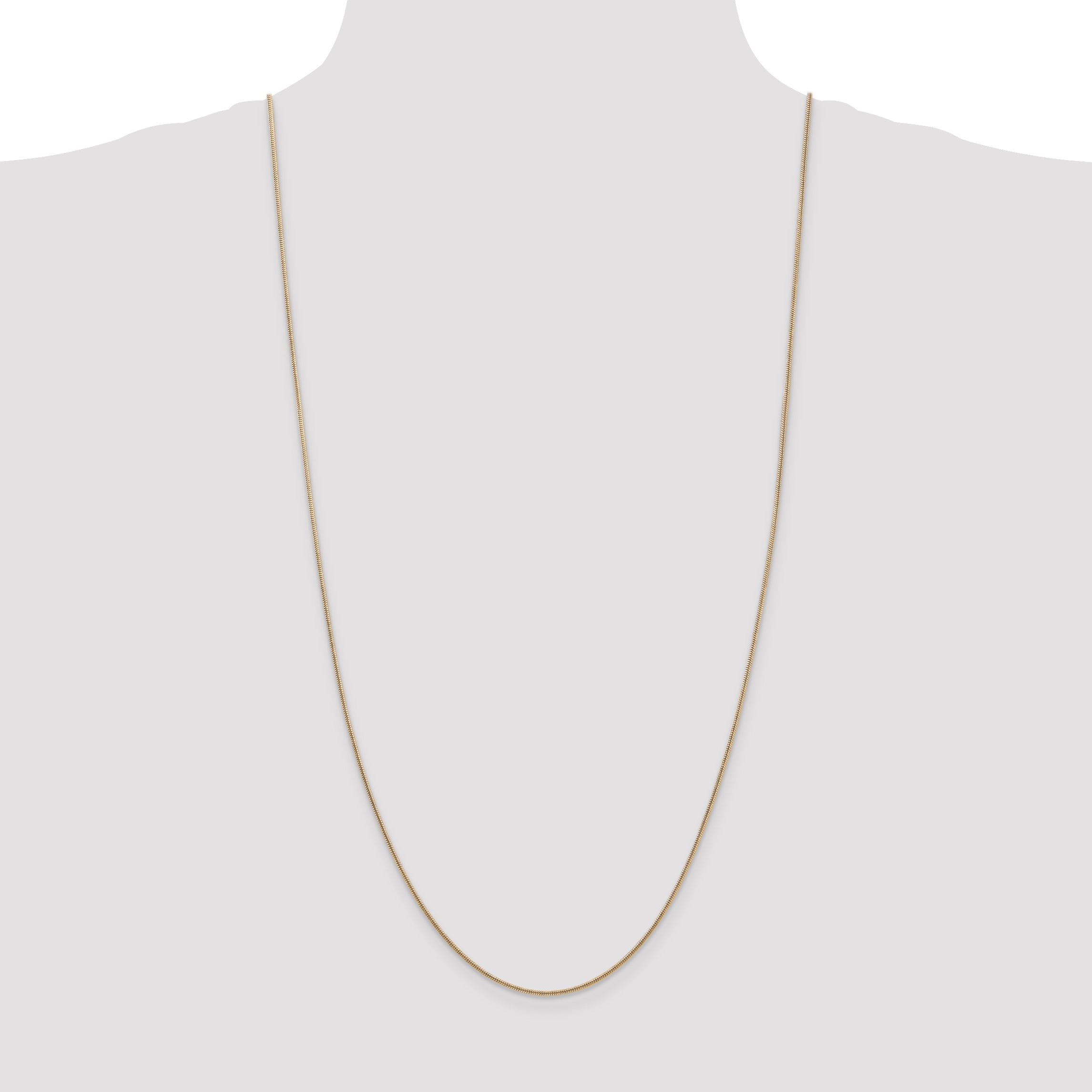 14K Yellow Gold 30 Inch 1.4mm Round Snake Lobster Clasp Chain