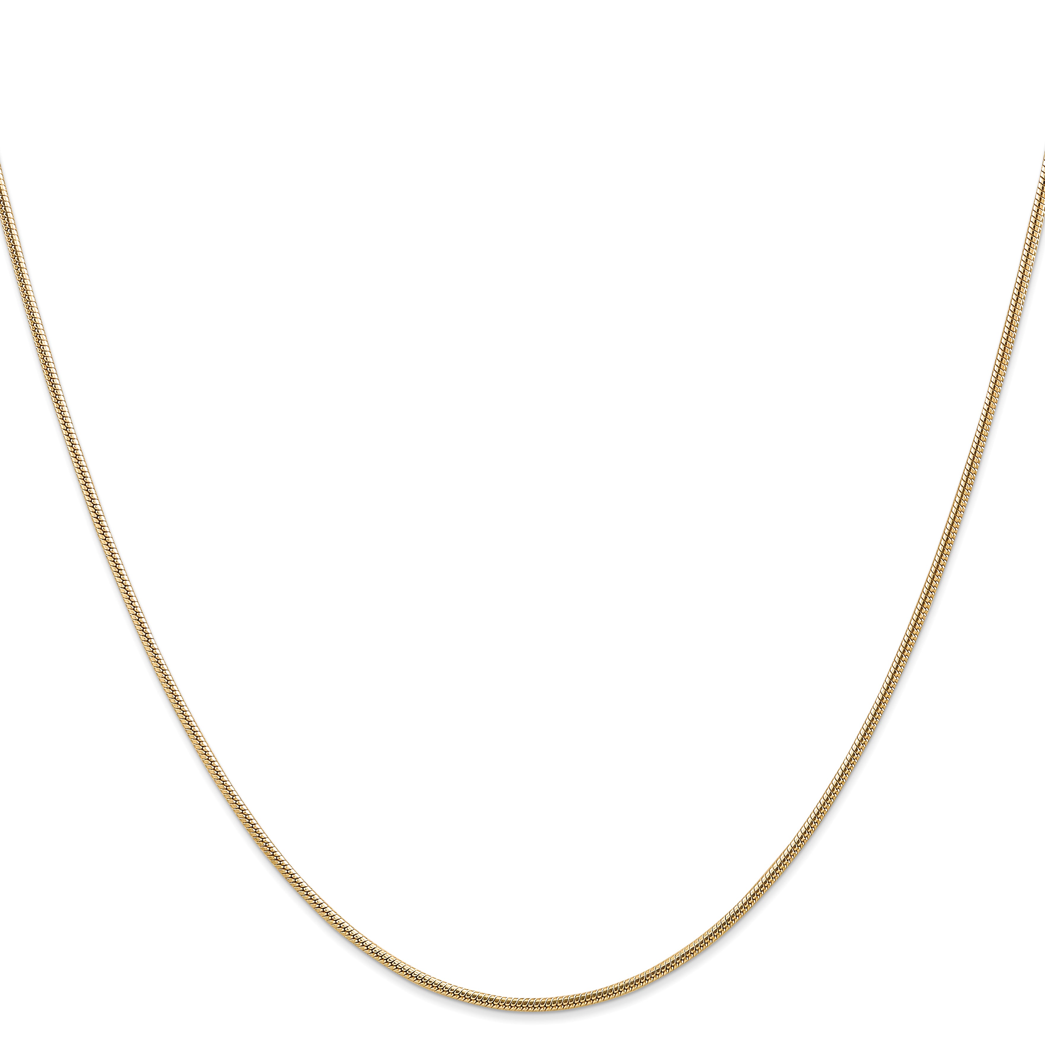 14K Yellow Gold 30 Inch 1.6mm Round Snake Lobster Clasp Chain