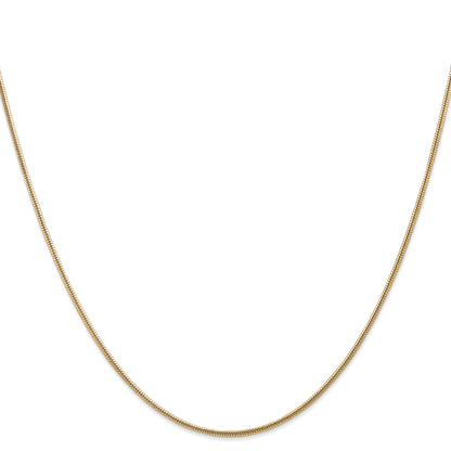 14K Yellow Gold 30 Inch 1.6mm Round Snake Lobster Clasp Chain