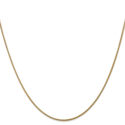 14K Yellow Gold 30 Inch 1.6mm Round Snake Lobster Clasp Chain Necklace