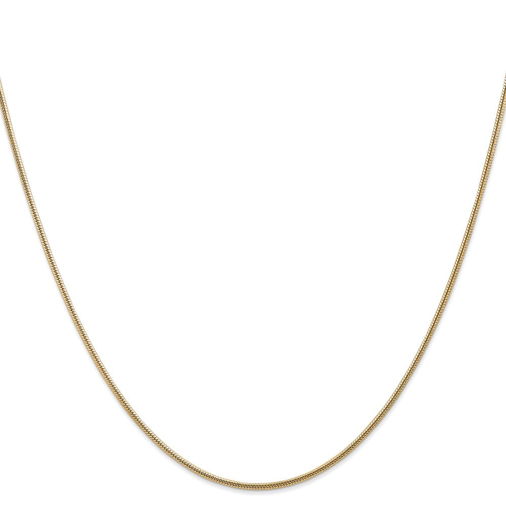 14K Yellow Gold 16 Inch 1.6mm Round Snake Lobster Clasp Chain Necklace
